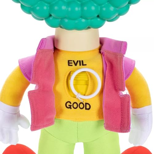 Jakks Pacific - The Simpsons Talking Krusty Doll de 40 cm – Modos Bueno/Malo, Frases en Inglés y Switch, con Cuerda Tiradora – Peluche Articulado Oficial para Fans 14+ Años