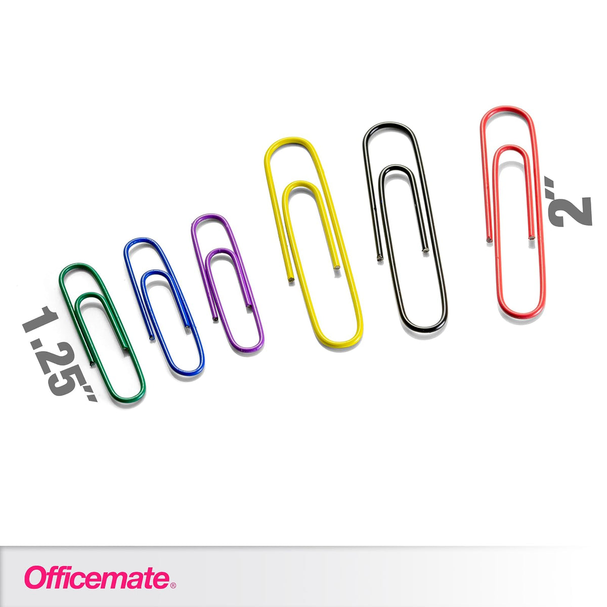 Officemate PVC Free color Coated Paper Clips, 450 Per Tub Office Paper Clamp (97229)