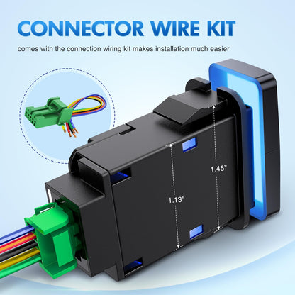 Nilight Power & LED Luces de trabajo interruptor de botón doble interruptor de 12 V Interruptores de encendido con kit de cable conector, 1.5 x 0.8 pulgadas, repuesto para Toyota Tacoma Tundra 4Runner
