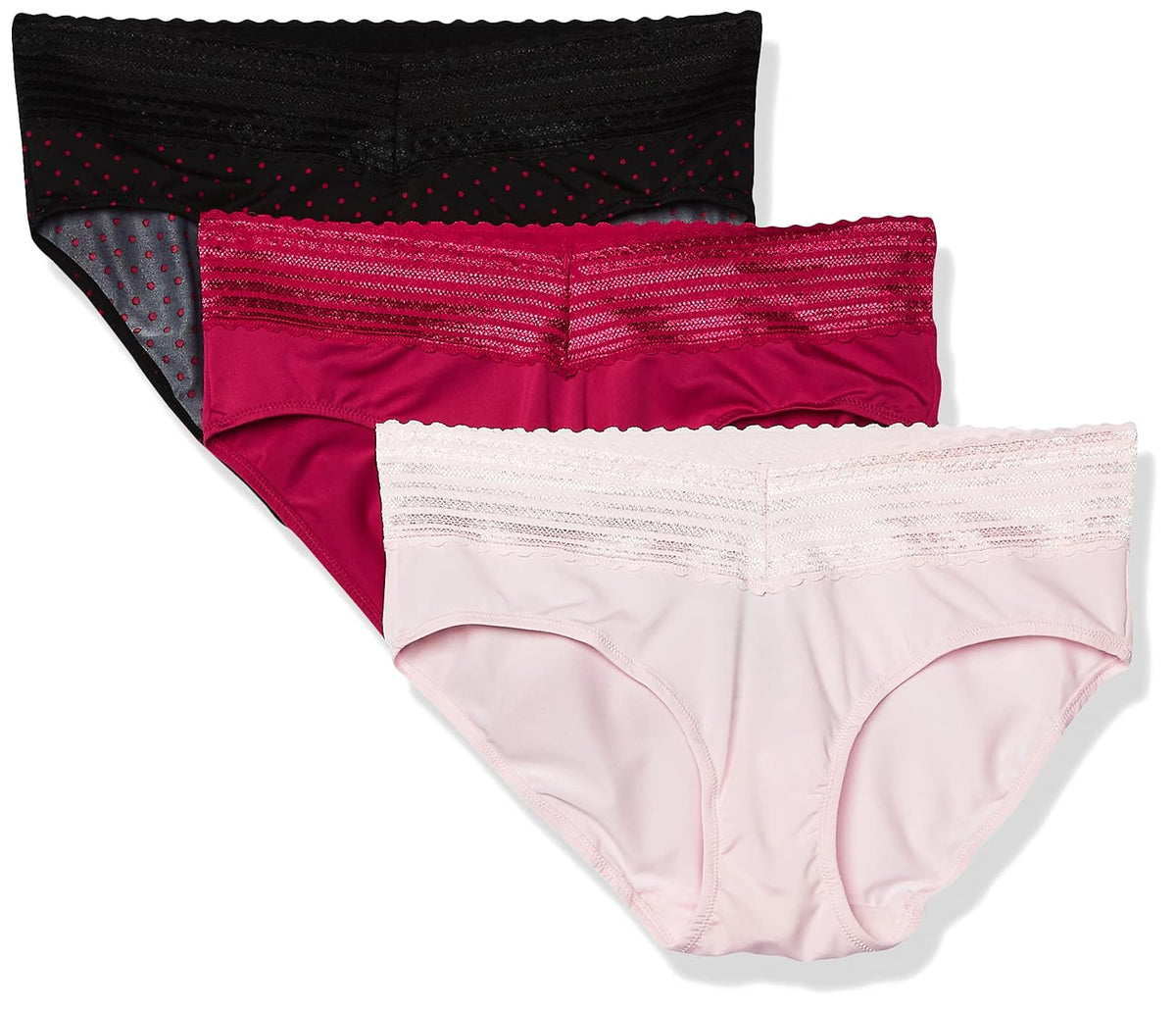 Warner's Ropa Interior Hipster Mujer Paquete de 3 - G - Rosa - Naranja - Negro Punto Rojo
