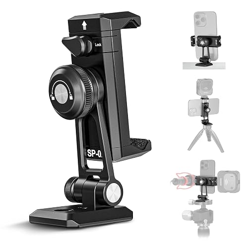 NEEWER Adaptador Trípode Metálico Movil con Base Liberación Rápida Arca, Zapata Fría, Giro 360° Inclinación 180°, Soporte Teléfono Compatible con iPhone 17 Pro MAX 16 15 Samsung Galaxy S25 Ultra S24