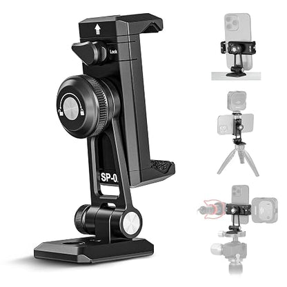 NEEWER Adaptador Trípode Metálico Movil con Base Liberación Rápida Arca, Zapata Fría, Giro 360° Inclinación 180°, Soporte Teléfono Compatible con iPhone 17 Pro MAX 16 15 Samsung Galaxy S25 Ultra S24