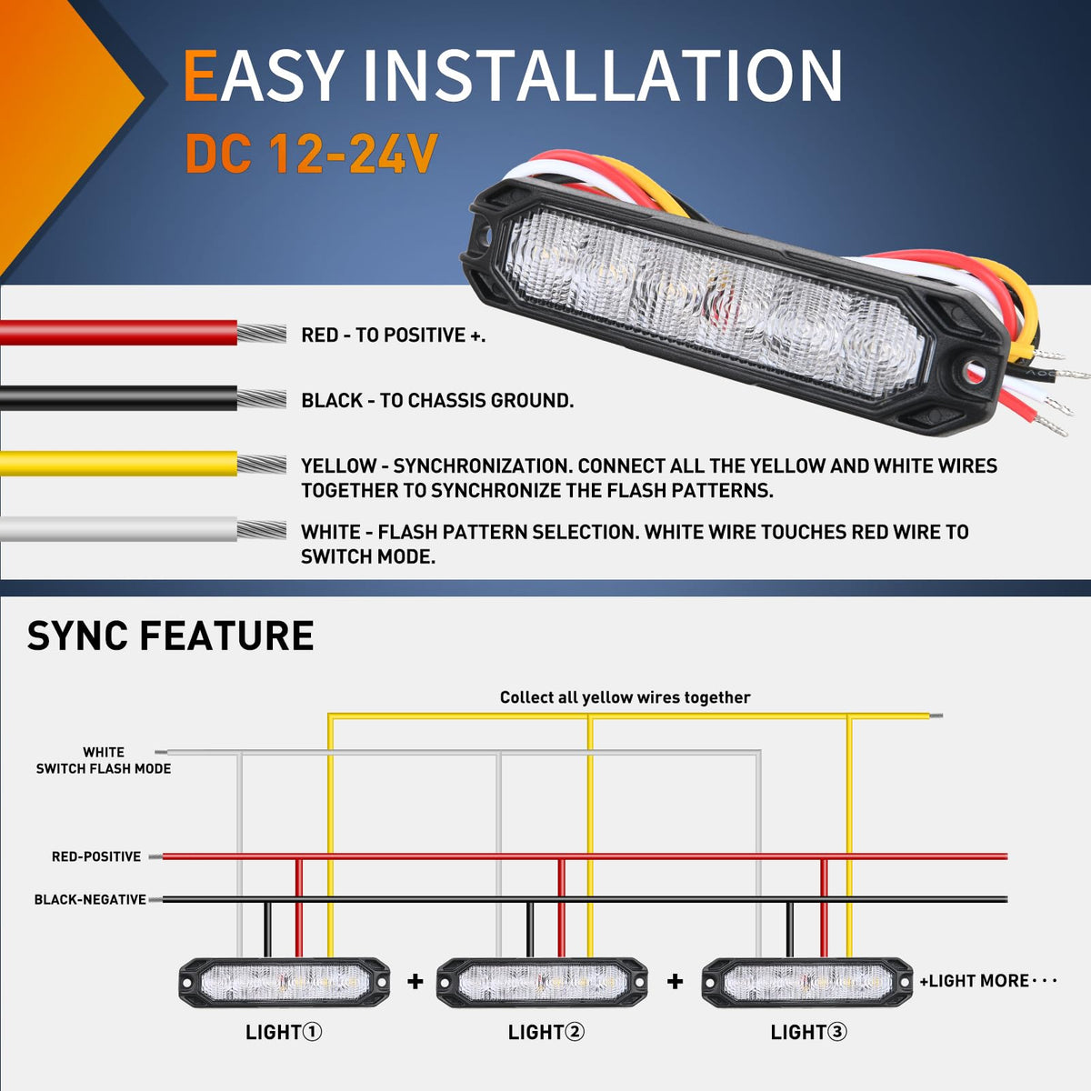Nilight - 4 luces estroboscópicas de emergencia de 6 LED, color verde, blanco, 12 V, 24 V, montaje en superficie, luz intermitente, luz de advertencia de peligro, ultra delgada, función de