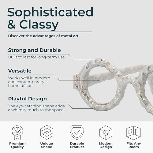 Sagebrook Home Abstract Round Glasses Aluminum Sculpture Decoration, Room or Office Decor, Black