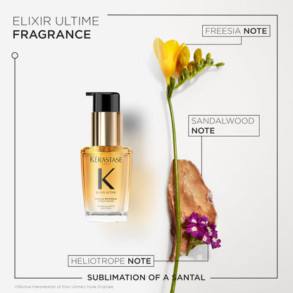 KÉRASTASE Elixir Ultime L’Huile en Tamaño de Viaje | Aceite Capilar Hidratante para Suavizar, Eliminar el Frizz y Añadir Brillo | Con Camelia Francesa y Aceites Nutritivos | 30ml