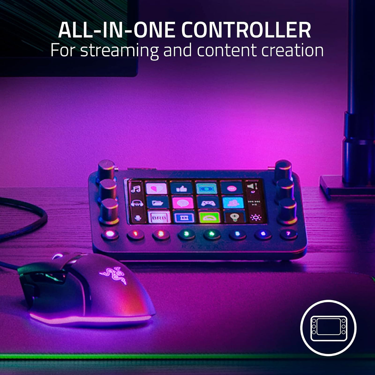 Razer Stream Controller - Keypad Todo en Uno para transmisión – 12 teclas de conmutación háptica – 6 diales analógicos táctiles – 8 botones programables