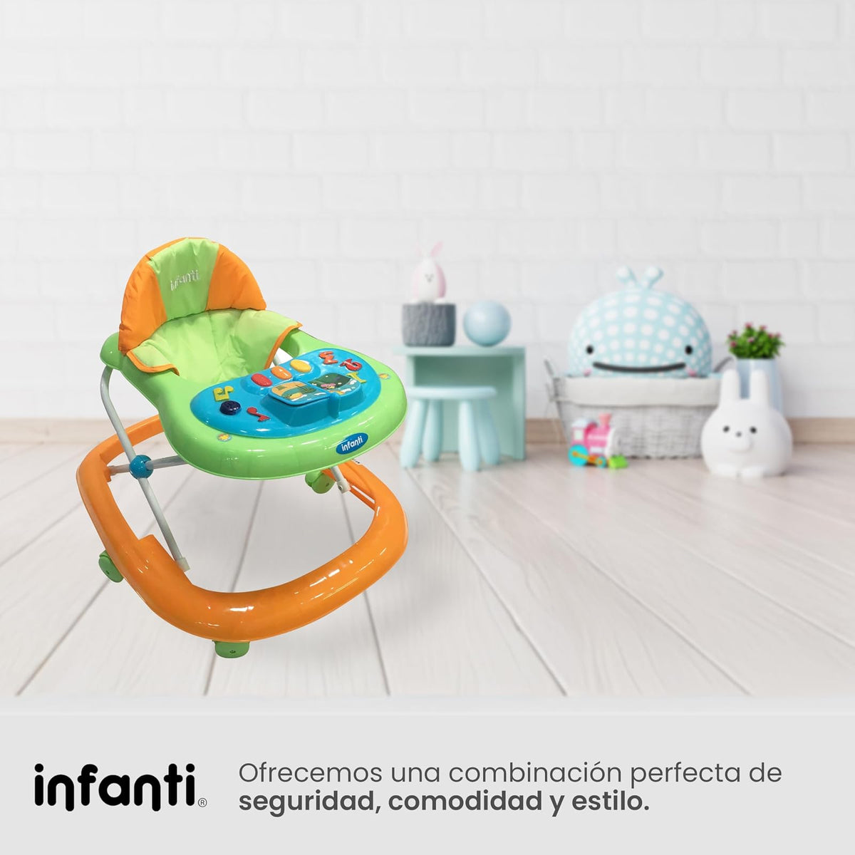 INFANTI | Andadera para Bebé MY LITTLE STEPS | Facil Plegado con 3 Alturas Ajustables | Color Naranja