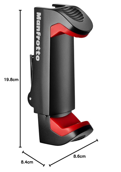 Manfrotto - Abrazadera Universal para Smartphone, versión Pro (MCPIXI), para Mini trípode, trípode de Mesa, trípode Compacto, vlogging, Negro
