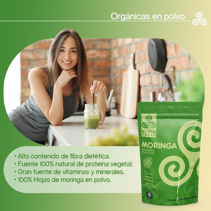 Vivio Foods, Moringa Orgánica En Polvo, 150 gramos