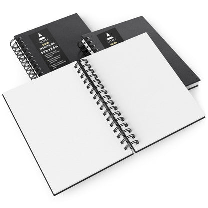 Arteza Cuaderno de Bocetos Espiral | 5.5 x 8.5 pulgadas, paquete de 3, 100 hojas, para dibujar, adultos y adolescentes