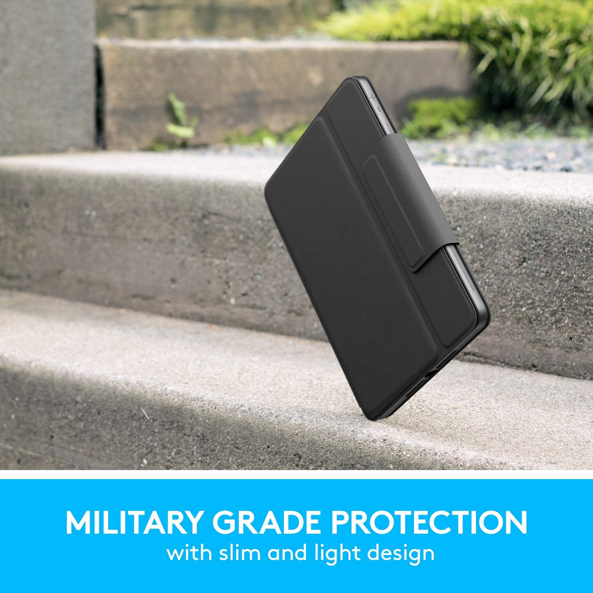 Logitech Rugged Folio para iPad (7.ª, 8.ª y 9.ª generación) Funda con Teclado Protectora con Smart Connector y Teclado a Prueba de Salpicadura - Negro