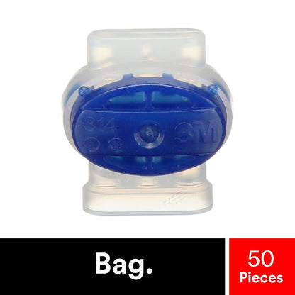 3M - Scotchlok Electrical IDC 314-BOX, en espiral, autodespegable, resistente a la humedad e ignífugo, azul, 22-14 AWG, 50 por bolsa