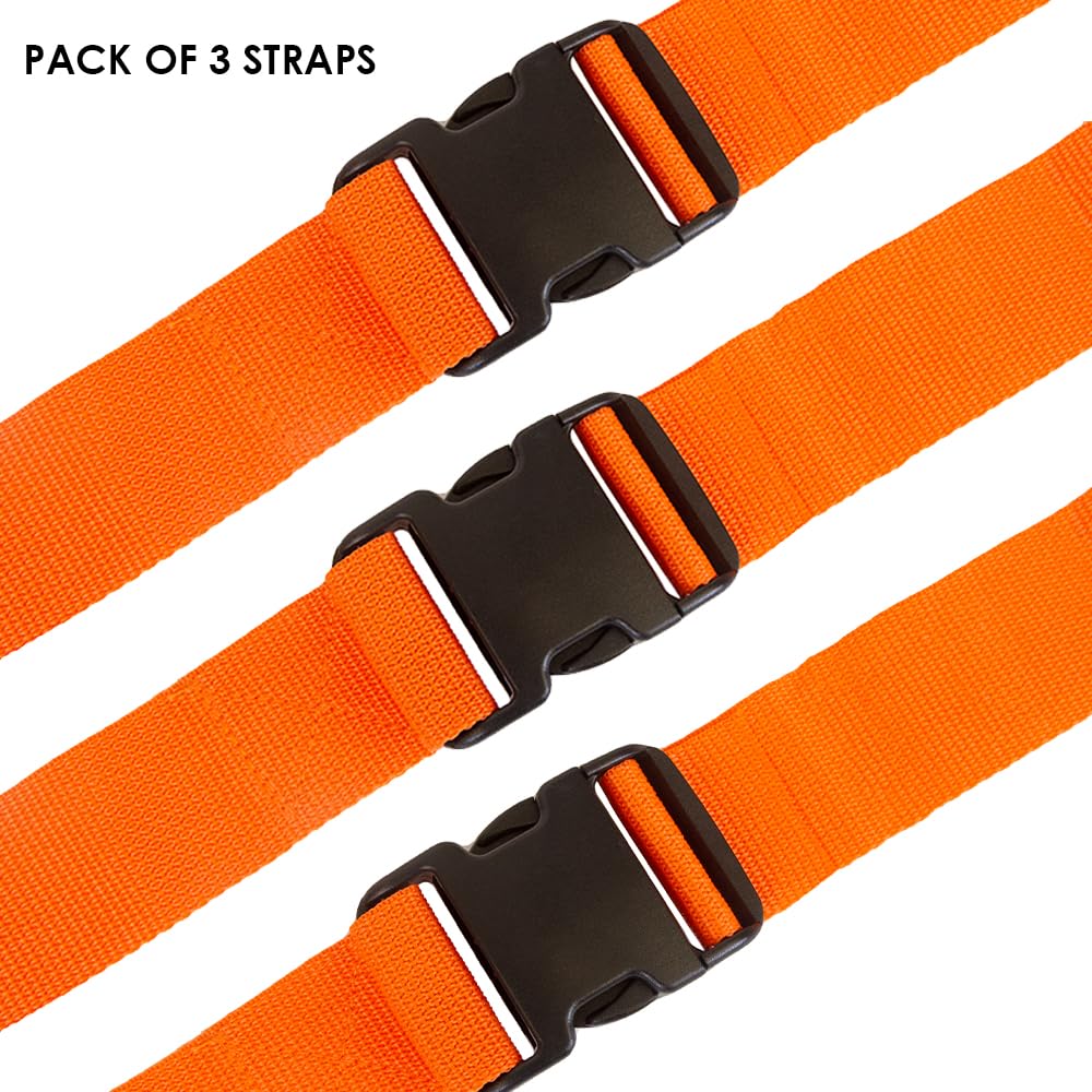 Primacare IR-5009-3 - Paquete de 3 correas para tablero de fondo, correas ajustables de inmovilización para pacientes con hebillas de liberación rápida para tablas de columna vertebral, uso médico de