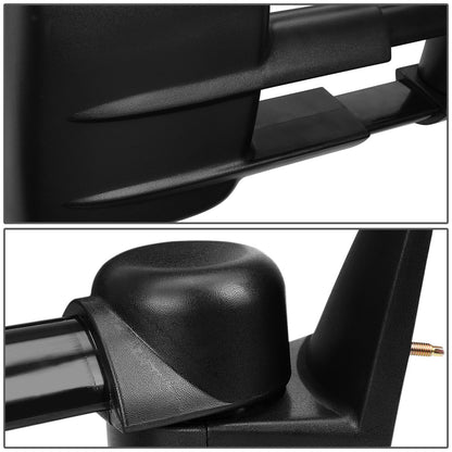 DNA MOTORING Espejo de remolque manual derecho para 03-06 Silverado Suburban Avalanche Tahoe Sierra Yukon, lado derecho, TWM-001-T222-BK-R