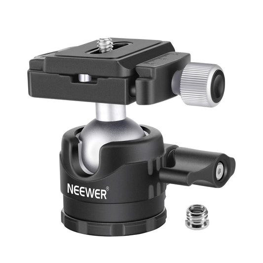 NEEWER Cabeza de Bola de Trípode de Perfil Bajo de 28mm Rotación Panorámica de 360°con Placa de Liberación Rápida Tipo Arca de 1/4" y Nivel de Burbuja para Trípodes Monopies, Carga Máxima: 6.6lb/5kg