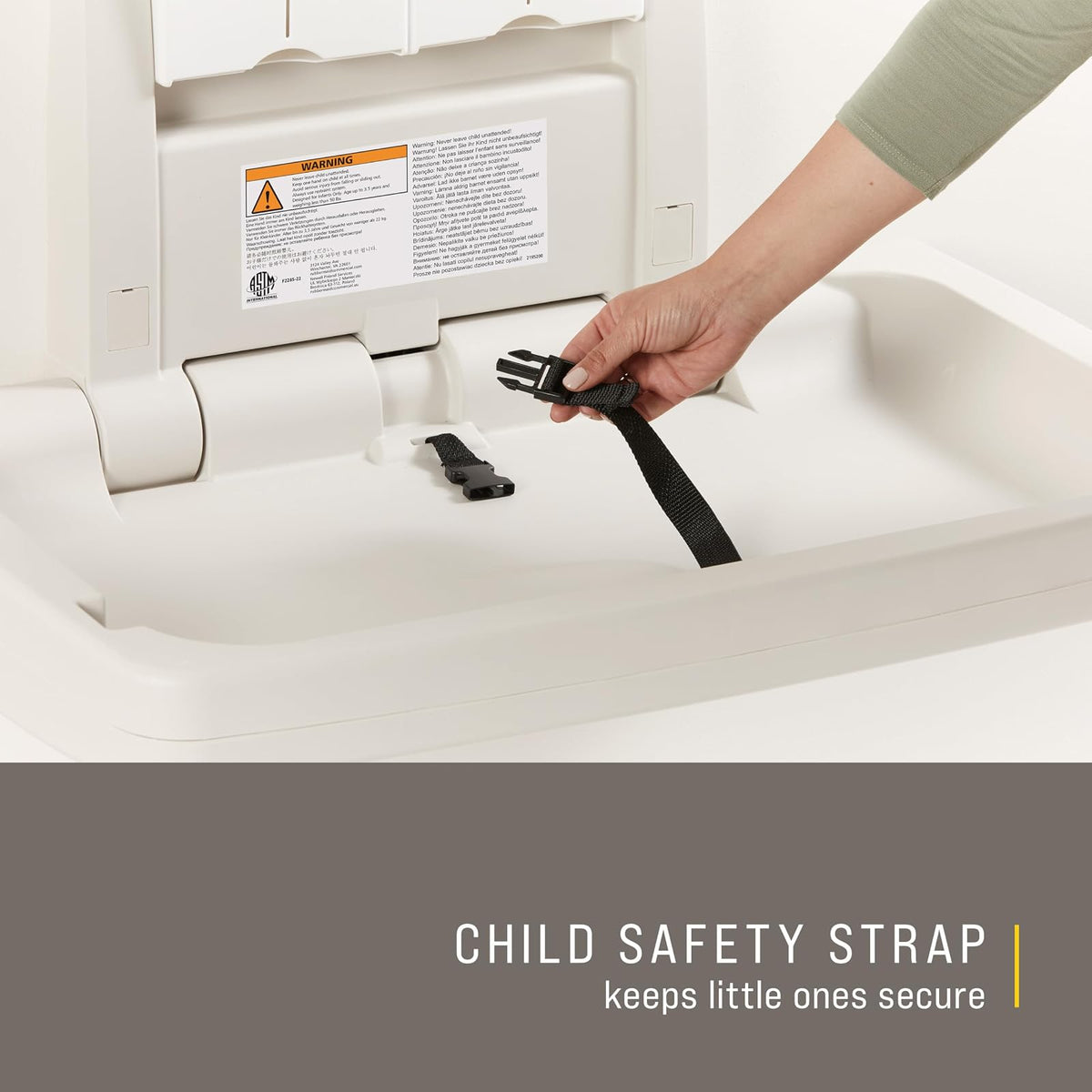 Rubbermaid Commercial Products – Cambiador para Bebé Horizontal con Protección Antimicrobiana, Estación de Polipropileno Plegable para Baños Públicos, Beige FG781888LPLAT