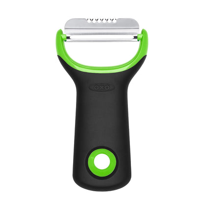 OXO Good Grips Pelador de Cocina Acero Inoxidable - Pelador de cítricos - Pelador de preparación de maíz