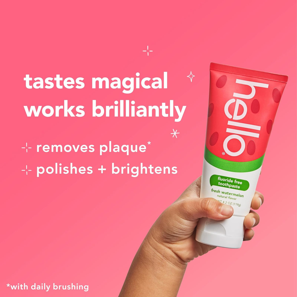 Hello Oral Care Kids Fluoride Free and SLS Free Toothpaste, Natural Watermelon, 4.2 Ounce