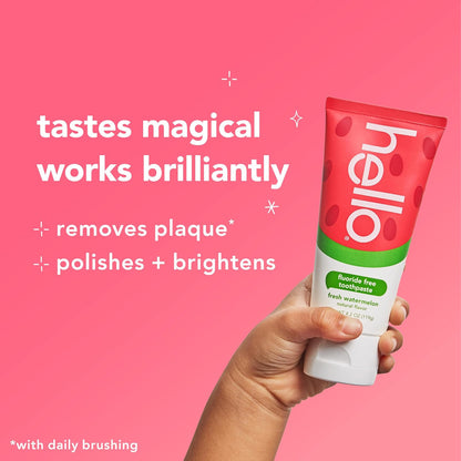 Hello Oral Care Kids Fluoride Free and SLS Free Toothpaste, Natural Watermelon, 4.2 Ounce