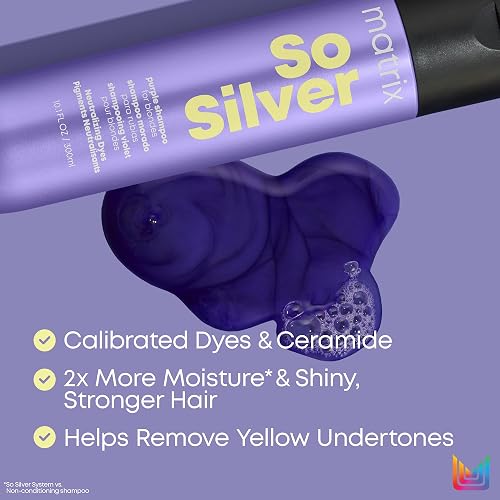 Matrix So Silver Shampoo de Matrix | Shampoo matizador morado ideal para neutralizar tonos amarillos en el cabello rubio o platinado 300ml
