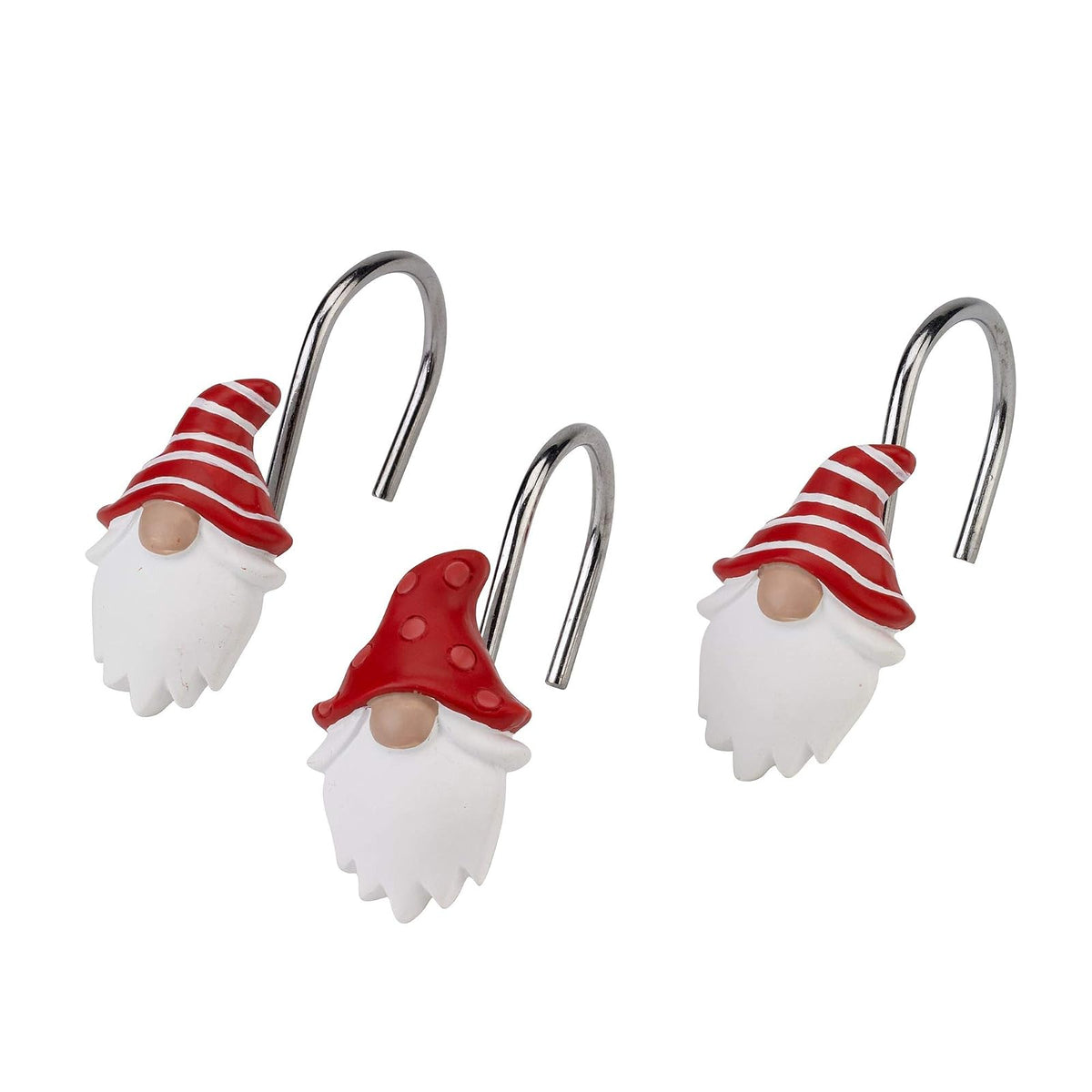 Avanti Linens - Ganchos para Cortina de Ducha, Accesorios de baño de Navidad, Juego de 12 (colección Gnomos Walk) - Shower Hooks - Multicolor