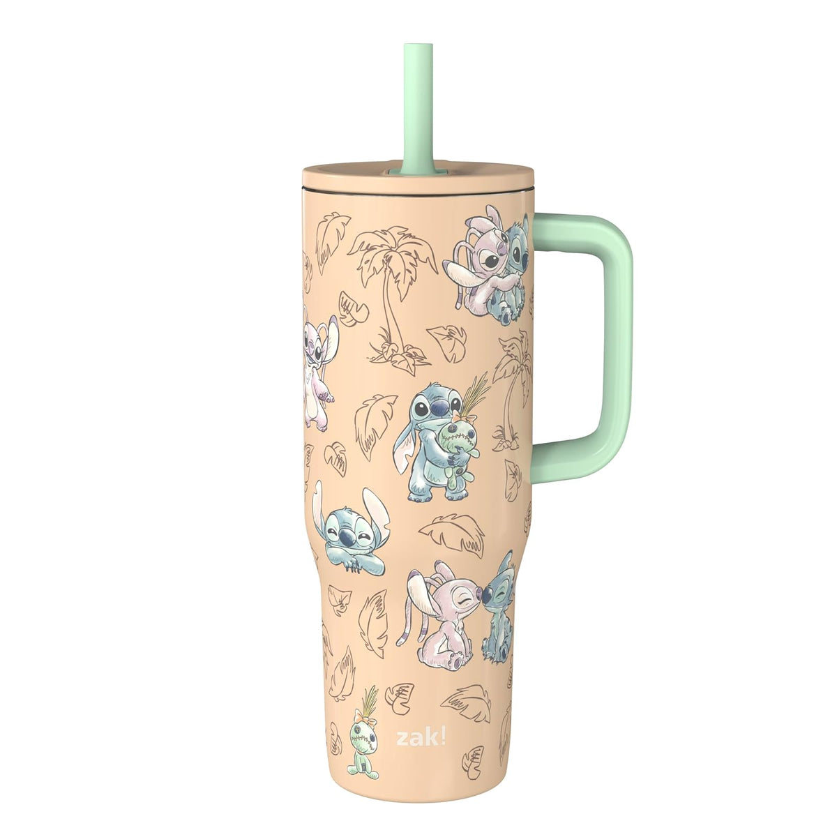Zak Designs Vaso de Viaje Aislado con Popote, Acero Inoxidable, 30 oz - Stitch