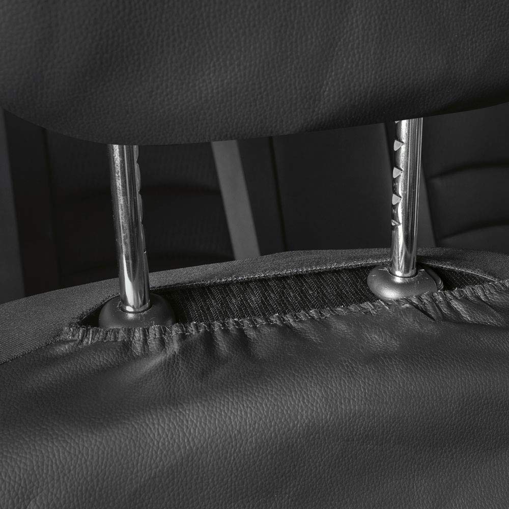 Motor Trend Fundas de Asiento de Piel Sintética con Costuras Negras para Asientos Delanteros, Negro, OS-244-SL
