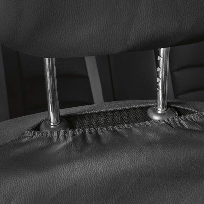 Motor Trend Fundas de Asiento de Piel Sintética con Costuras Negras para Asientos Delanteros, Negro, OS-244-SL