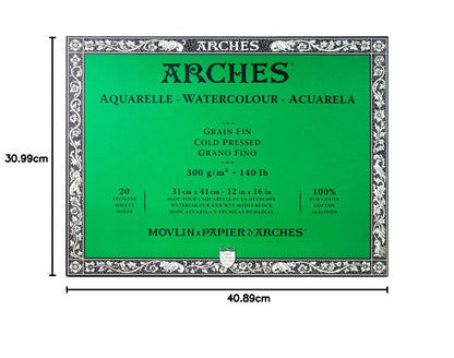 Arches Watercolor Paper Block, Cold Press, 12" x 16", 140 pound