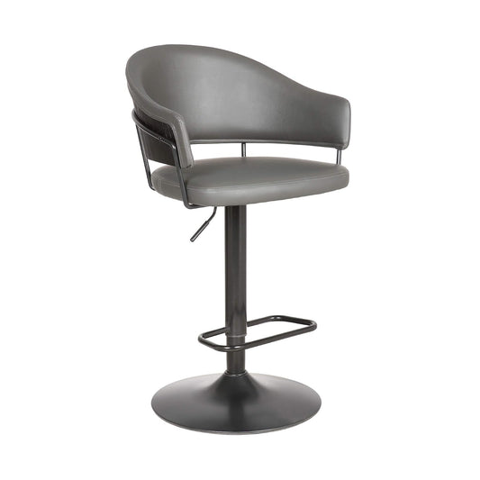 Armen Living Brody Taburete Giratorio de Piel sintética, Ajustable, Gris/Negro