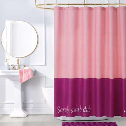 Kate Spade New York Scrub A Dub - Cortina de Ducha con Bloques de Color, 72 x 72 Pulgadas, Hecha de 100% algodón, Lavable a máquina, Cortina de Ducha Rosa de Dos Tonos