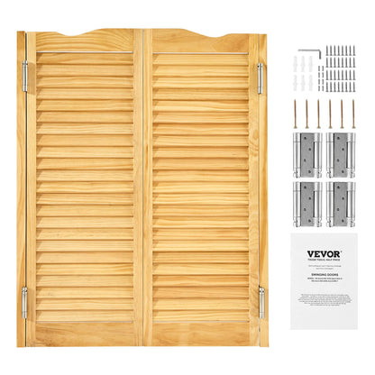 VEVOR - Puertas dobles de salón, 32 pulgadas de ancho x 42 pulgadas de alto, puertas de café con arco superior interior, madera de pino premium, con bisagras y kit de hardware, fácil de instalar, para
