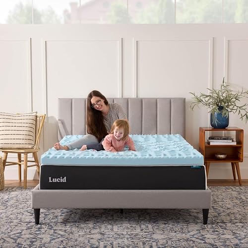 Lucid - Colchoneta de Memory Foam con Gel - Sobrecolchón de 5 Zonas de 7.5 cm - Topper para Colchón - Sensación Suave y Acolchada - Alivia Puntos de Presión - Queen