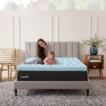 Lucid - Colchoneta de Memory Foam con Gel - Sobrecolchón de 5 Zonas de 7.5 cm - Topper para Colchón - Sensación Suave y Acolchada - Alivia Puntos de Presión - Queen