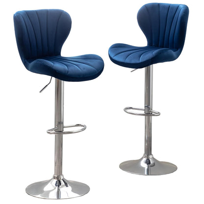 Roundhill Furniture Ellston Taburetes Giratorios de Terciopelo, Set de 2 - Azul