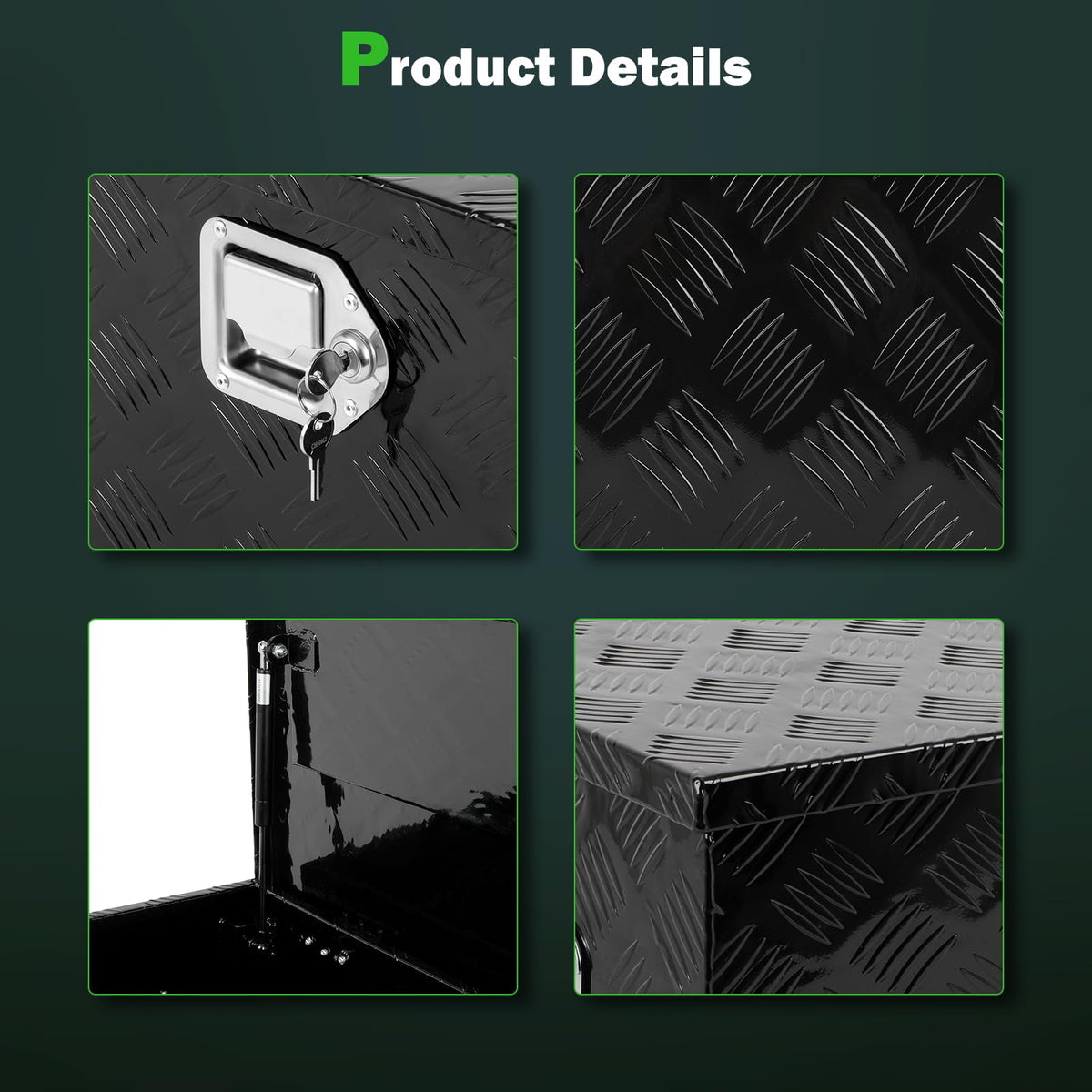 SCITOO - Caja de herramientas de aleación de aluminio resistente de 49 pulgadas, caja de herramientas de aluminio para remolque, caja de aluminio para camioneta, cama, caravana, remolque, rectángulo