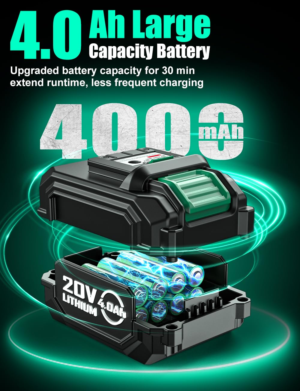 KIMO - Paquete de 2 baterías de 20 V 4000 mAh para taladro KIMO de 20 V, soplador de hojas, amoladora angular, sierra alternativa, herramienta oscilante, clavadora Brad - tecnología de protección de