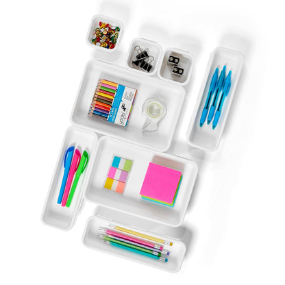 Madesmart - Juego de 8 contenedores antimicrobianos personalizables multiusos, una organización para el hogar, certificado por la EPA, color blanco