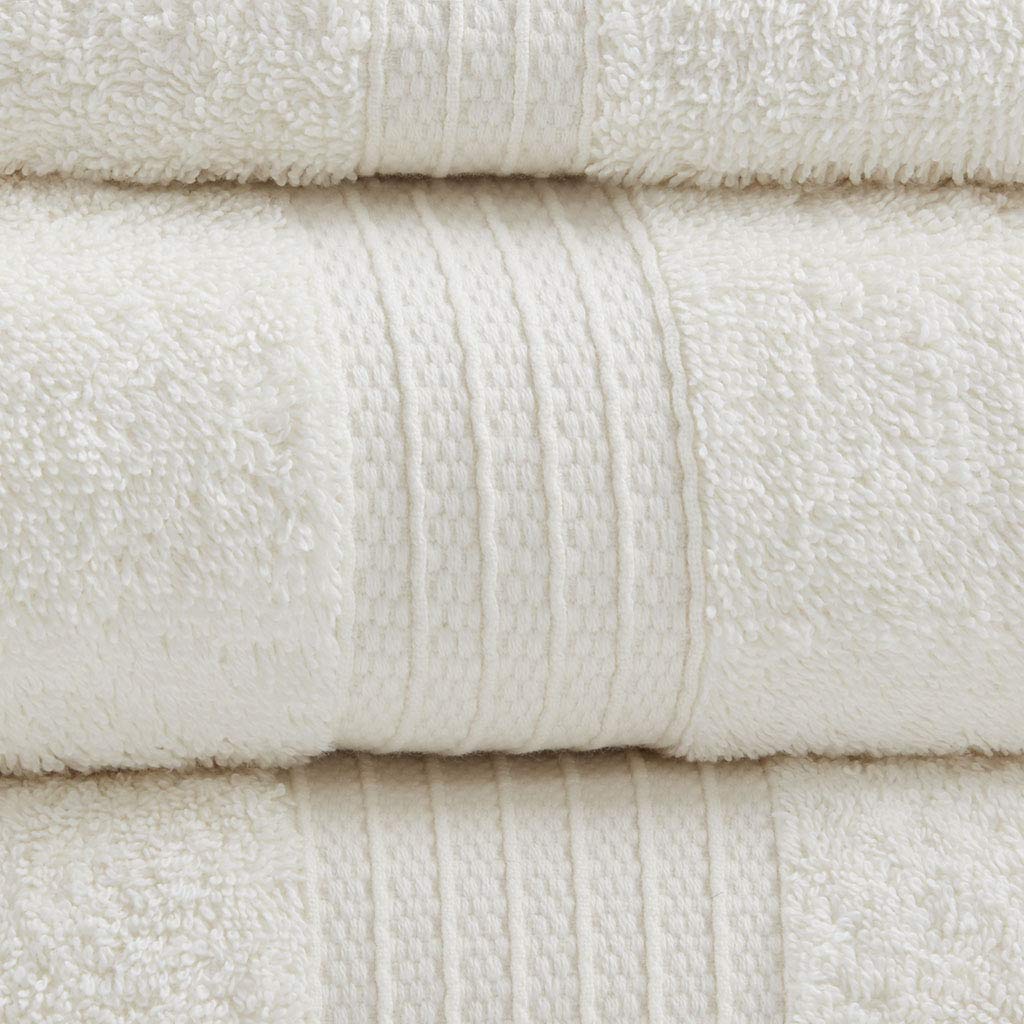 Madison Park Juego de Toallas de baño 100% algodón orgánico, Calidad de Hotel y SPA, Altamente absorbentes, de Secado rápido, Incluye para Ducha, Lavado de Manos y paño Facial, Varios tamaños, Marfil