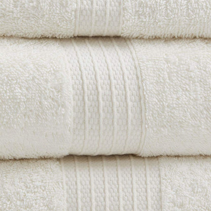 Madison Park Juego de Toallas de baño 100% algodón orgánico, Calidad de Hotel y SPA, Altamente absorbentes, de Secado rápido, Incluye para Ducha, Lavado de Manos y paño Facial, Varios tamaños, Marfil