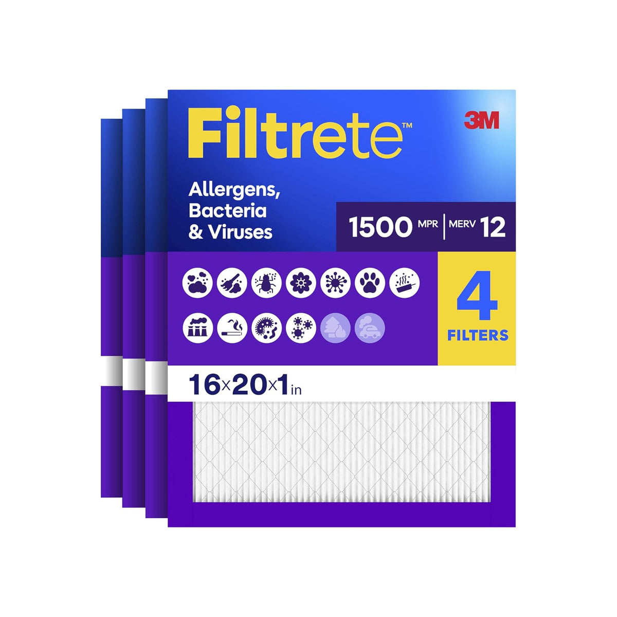 Filtrete Healthy Living filtro, Paquete de 4, 16x20x1 - 16 x 20 x 1 - 4-Pack