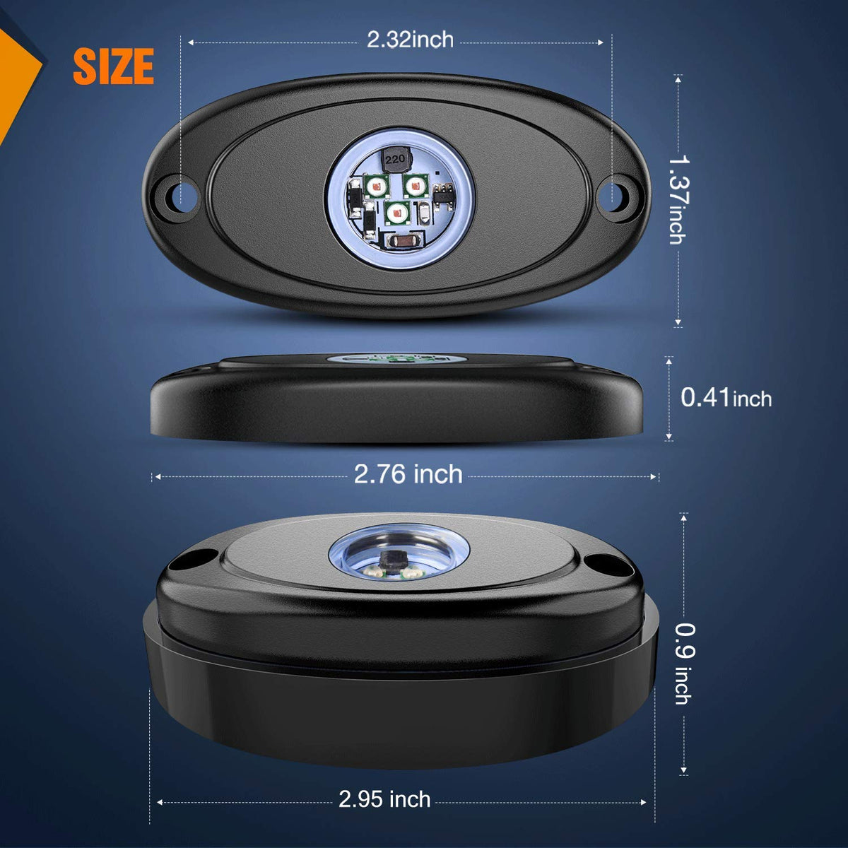 Nilight - Juego de 4 Luces LED de Roca para Ruedas subidas, Impermeables, para Exteriores, bajo la carrocería, Luces Laterales para Automóvil, camión, camionetas, ATV, UTV, SUV, Motocicleta, Barco, Color