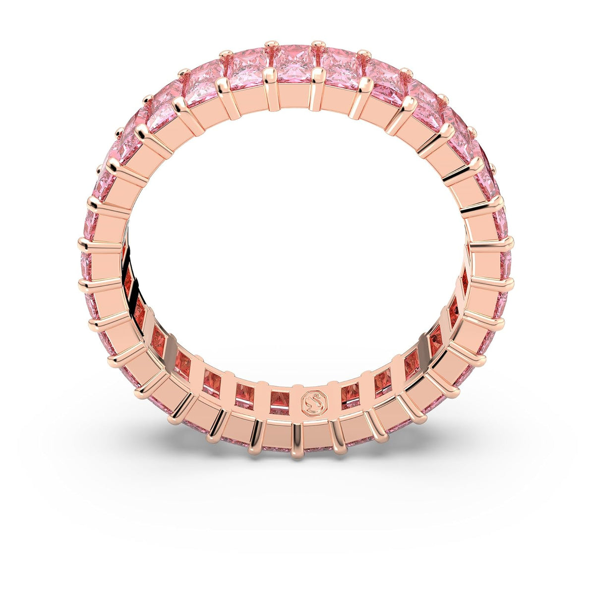Anillo Swarovski Matrix, corte baguette, rosa, baño en tono oro rosa