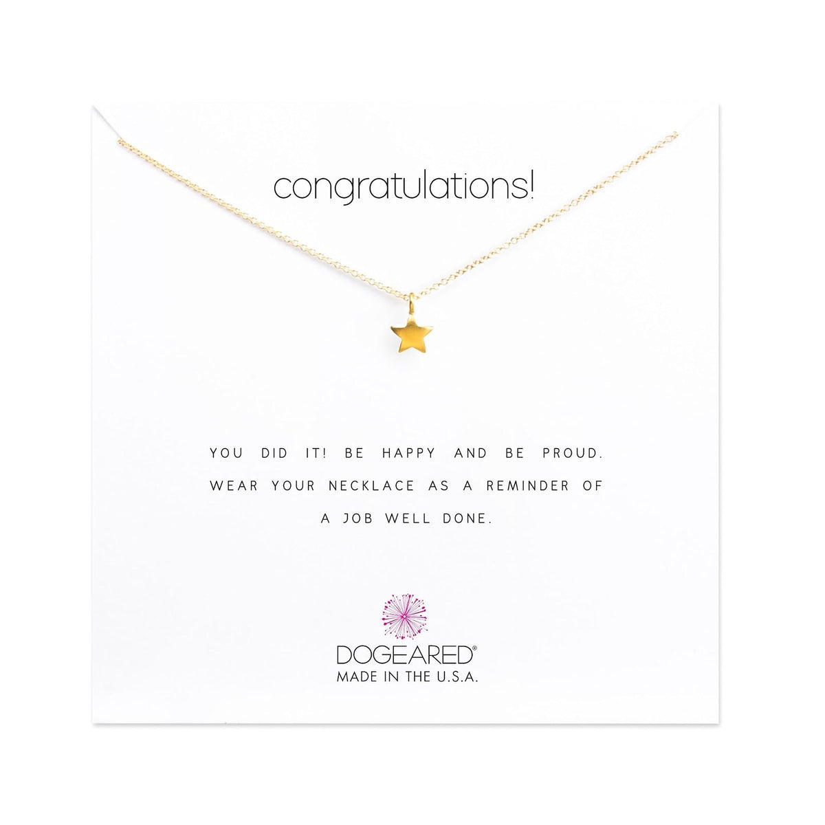 Dogeared Recordatorio de felicitaciones. Collar de Cadena Full Star, 40,6 cm + 5 cm Extensor