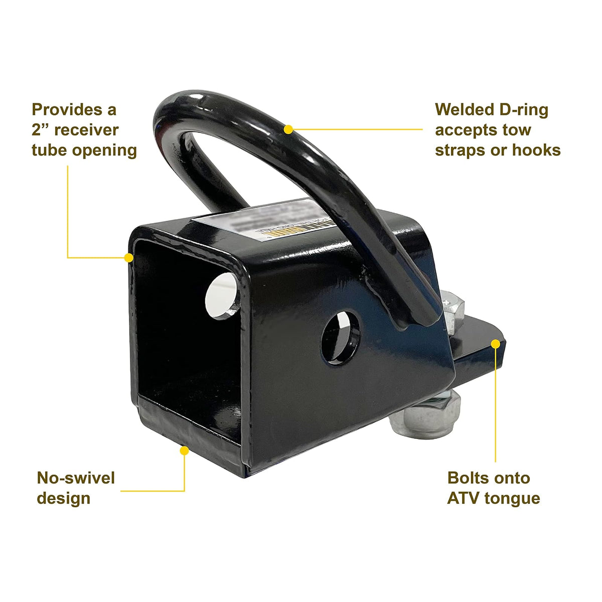 MaxxHaul 50619 Adaptador de Receptor de Enganche de Remolque para Tubo Receptor de 2 Pulgadas con Anillo en D Soldado