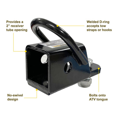 MaxxHaul 50619 Adaptador de Receptor de Enganche de Remolque para Tubo Receptor de 2 Pulgadas con Anillo en D Soldado