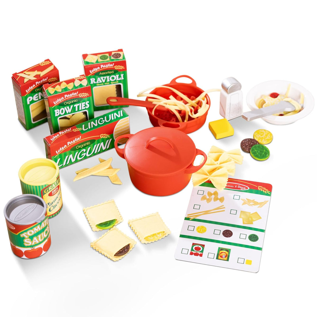 Melissa & Doug Pasta para Preparar y Servir, Juego de Imitación, Juego de Cocina en Fieltro, Fácil de Usar (más de 50 Piezas)