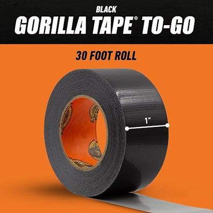 Gorila Cinta Americana To-Go, Paquete de 2, Negro | calcomanía de doble grosor, respaldo reforzado