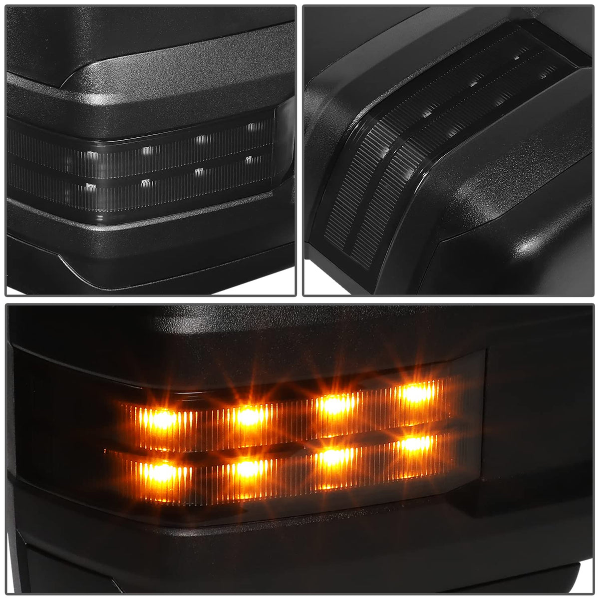 DNA Motoring Espejo de Remolque Alimentado + Calor + LED Ahumado Derecho Pasajero para Tahoe/Yukon 03-07 TWM-015-T888-BK-SM-R