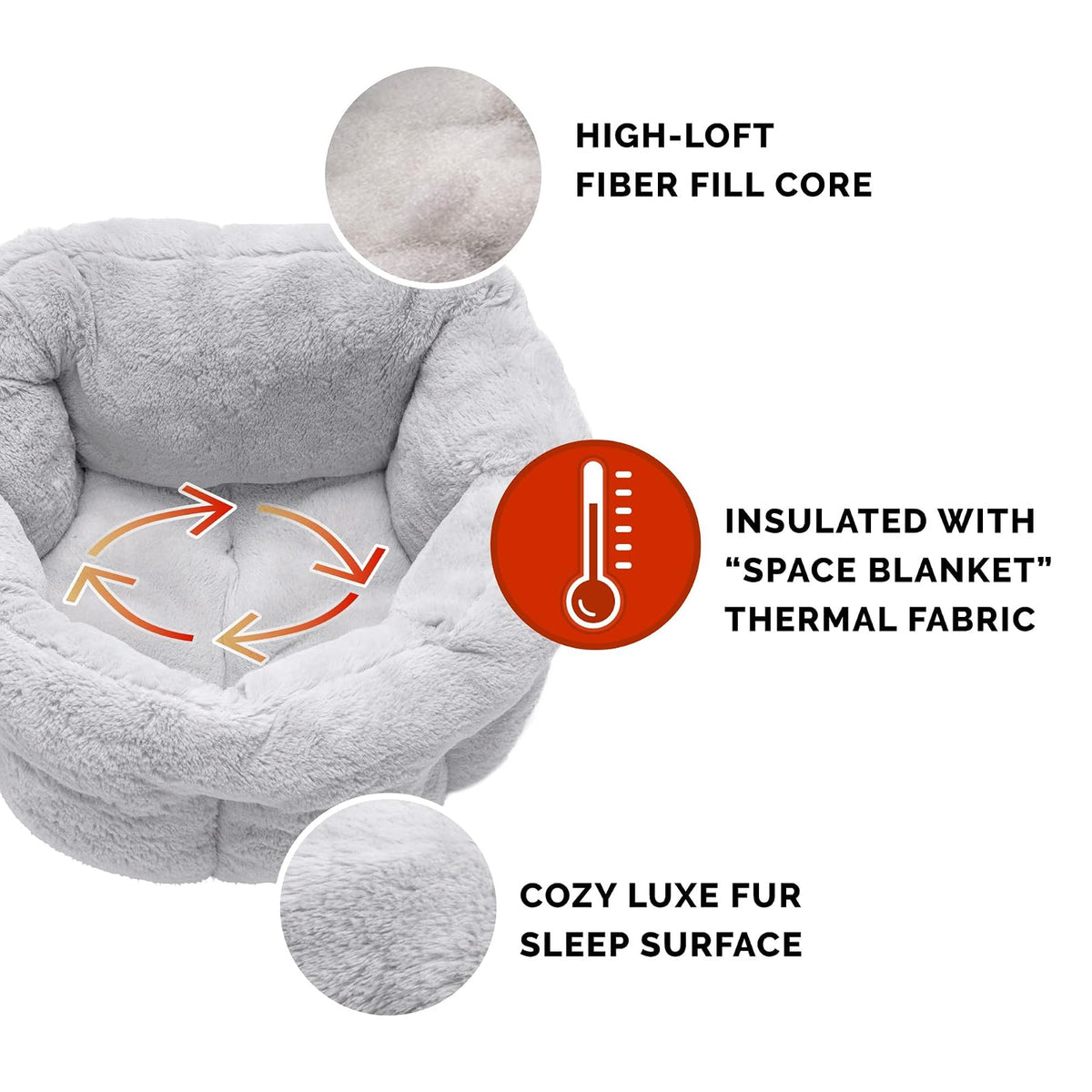 Furhaven 20" Round Small Dog Bed Hi Lo Self-Warming Luxury Plush Faux Fur Cuddler, Washable - Gray, Small